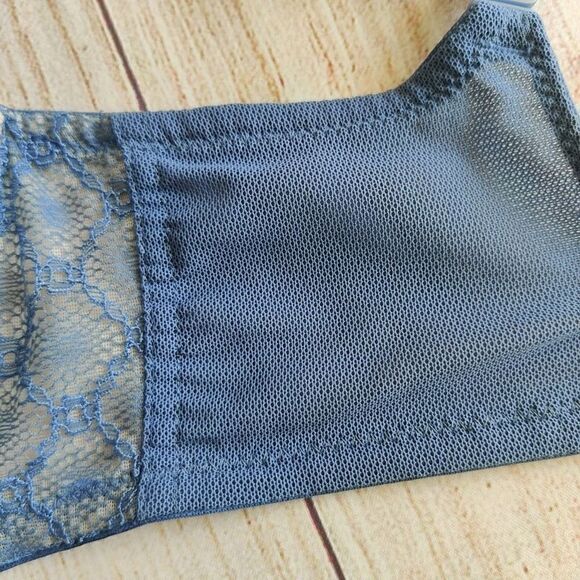 Victoria's Secret Body By Victoria Lined Demi blue lace overlay bra 32DDD - Picture 4 of 8